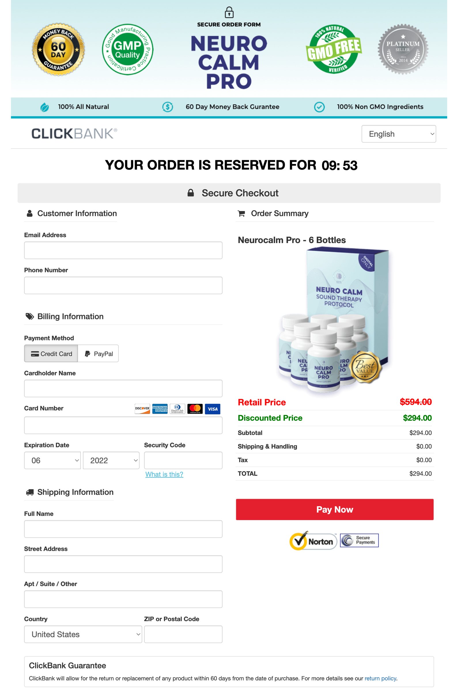 Neuro Calm Pro Order Page